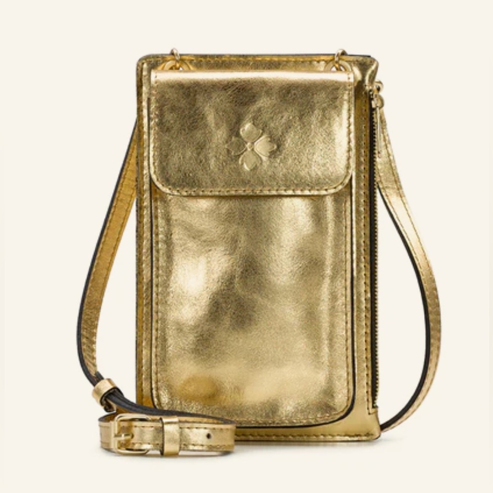 Patricia Nash Gold Chiavella Leather Phone Crossbody Bag